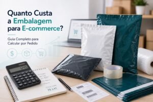 Quanto custa a embalagem para e-commerce: embalagens flexíveis, plástico bolha e materiais de envio utilizados no cálculo do custo por pedido.